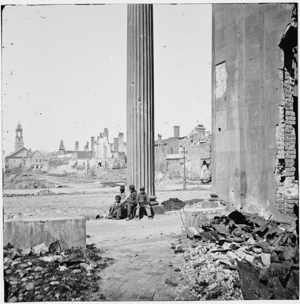 View of Ruined Buildings Through Porch of the Circular Church (150 Meeting Street) - Charlesto...jpg