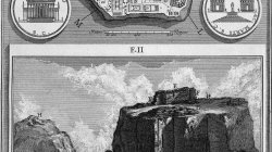 Map of Mount Capitolino and its fortress; Perspective of the two Corni or Sassi that stood on the Capitoline sides